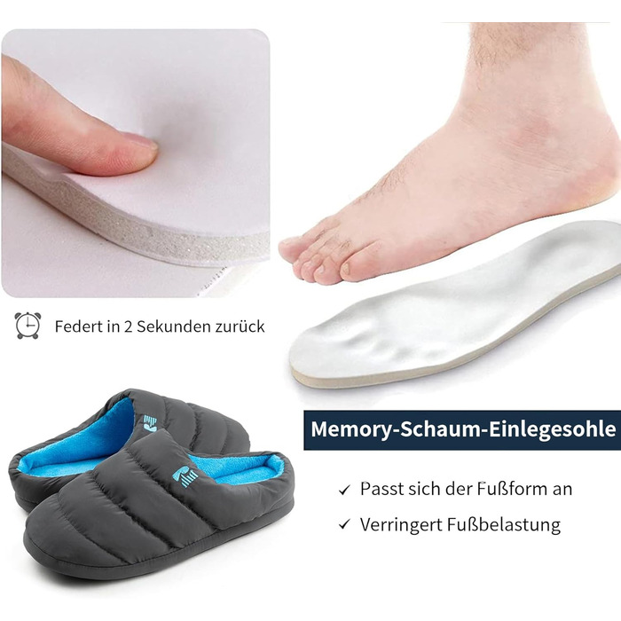 Чоловічі халапи RockDove Zeltplatz з піною та пухом, 42/43 EU, темно-сірий та синій