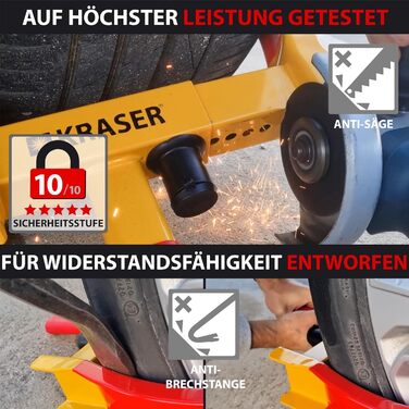 KRASER WA820 Протикрадіжна блокіратор коліс для авто, причепів і мотоциклів – універсальна колесна скоба з антивандальним замком, висока безпека, лідер тестів