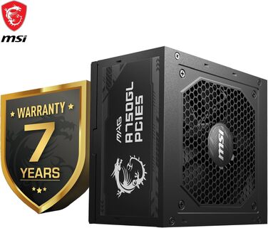 Блок живлення MSI MAG A750GL PCIE5 750W, 80 Plus Gold, повністю модульний, ATX 3.0, підтримка PCIe 5.0, 120мм FDB вентилятор, чорний