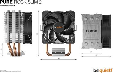 Система охолодження CPU be quiet! Pure Rock Slim 2, 130W TDP, 3 Heatpipes, 92mm вентилятор PWM, Slim Tower