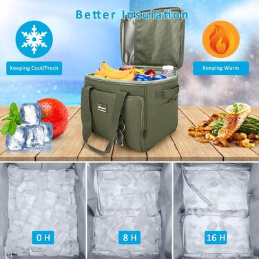 UPEELIFE Cooler Bag 24L, Large Foldable Lunch Bag Insulated Bag, Waterproof Picnic Bag, Cooler Bag with Shoulder Strap for Picnics, BBQs, Shopping, Beach, Camping