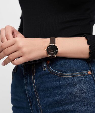 Годинник Tamaris для жінок з шкіряним ремінком (рожеве золото / коричневий шкіряний ремік з квітковим малюнком)