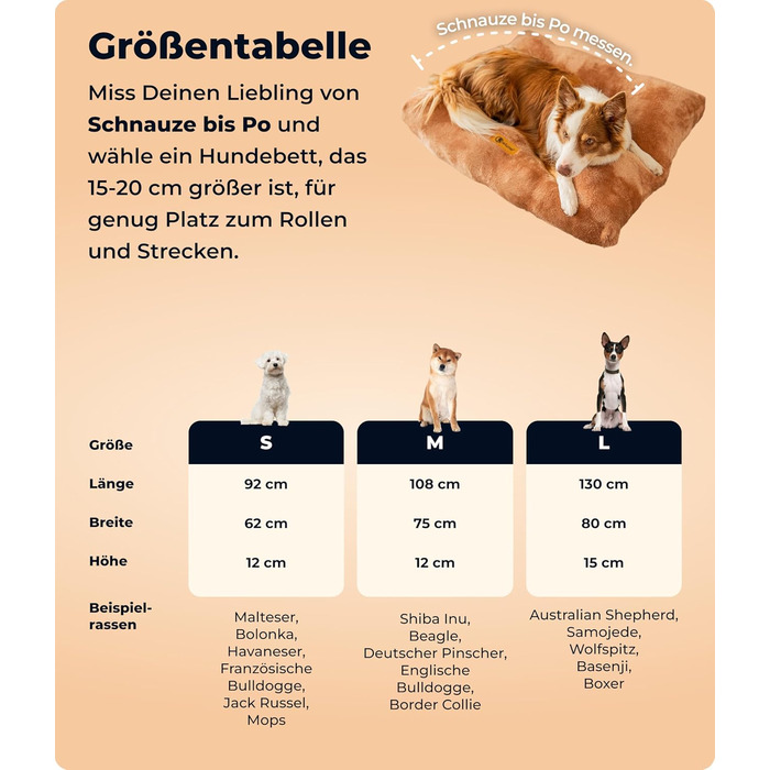 Подушка для собак Belune® Deluxe - великий розмір, великі породи, миється, темно-сірий (130x80x15 см)