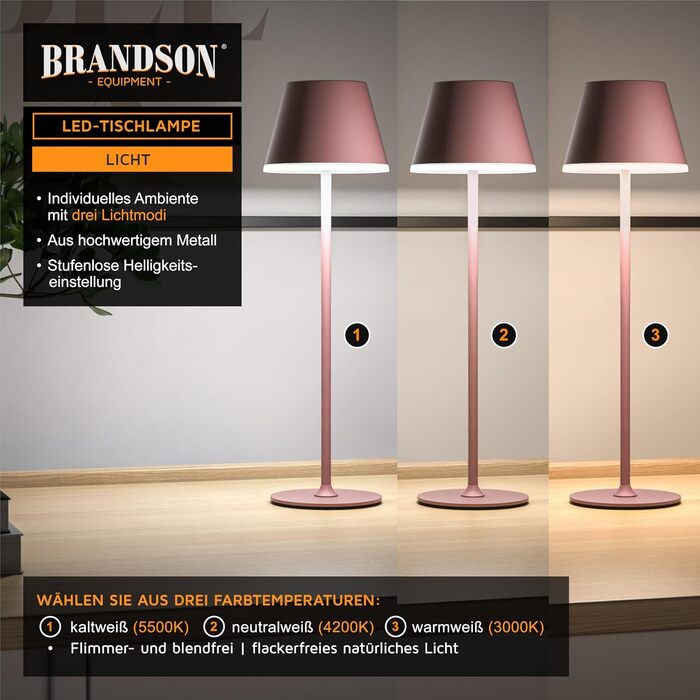 LED настільна лампа CSL з акумулятором - бездротова, сенсорна, диммування, 3 кольори світла, метал, великий акумулятор, для дому та вулиці