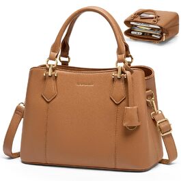 Жіноча сумка RAINSMORE середнього розміру з PU шкіри, коричнева: сумка-тоут, сумка на плече, ручна сумка