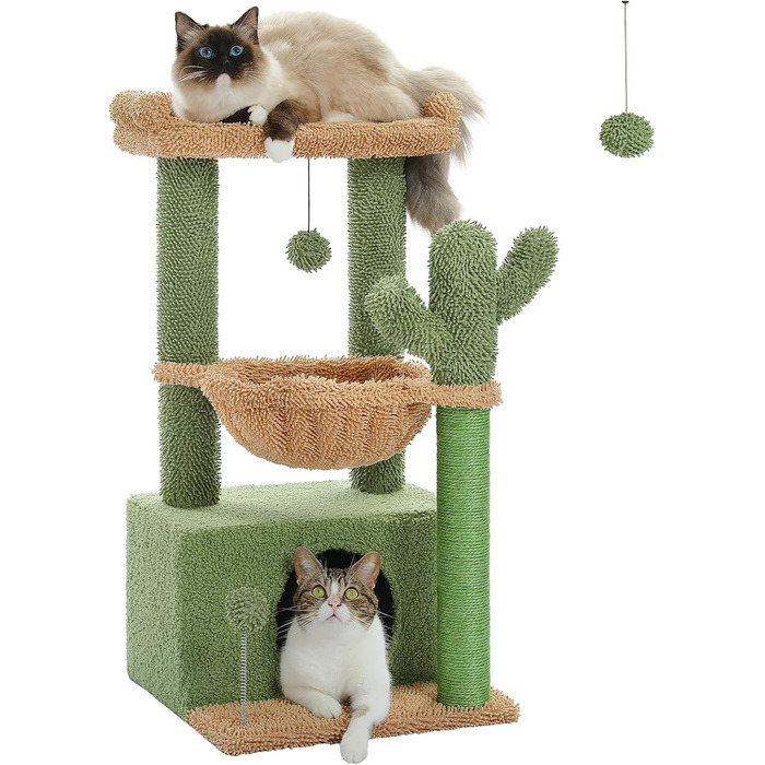 PAWZ Road Котячий кігтеточка з гамаком, котячий тур з сизалю, зелений, 83 см