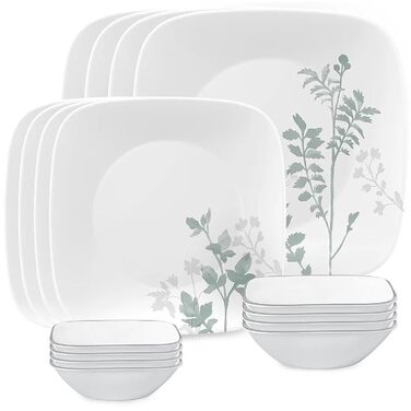 Посуд Corelle Amalie Square 16 предметів для 4 осіб – міцний та стильний набір