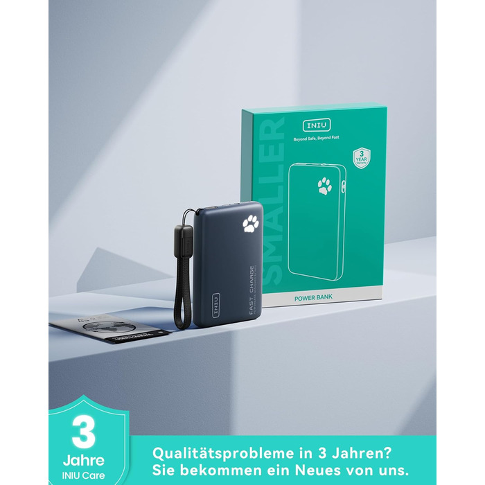 Power Bank INIU 10000mAh 45W USB-C PD3.0 Блакитний - Зовнішній акумулятор для iPhone, Samsung, iPad з ліхтариком