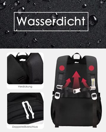 Шкільний рюкзак для підлітків (дівчаток та хлопців), чорний: водонепроникний, великий, для школи, подорожей, повсякденного використання та роботи