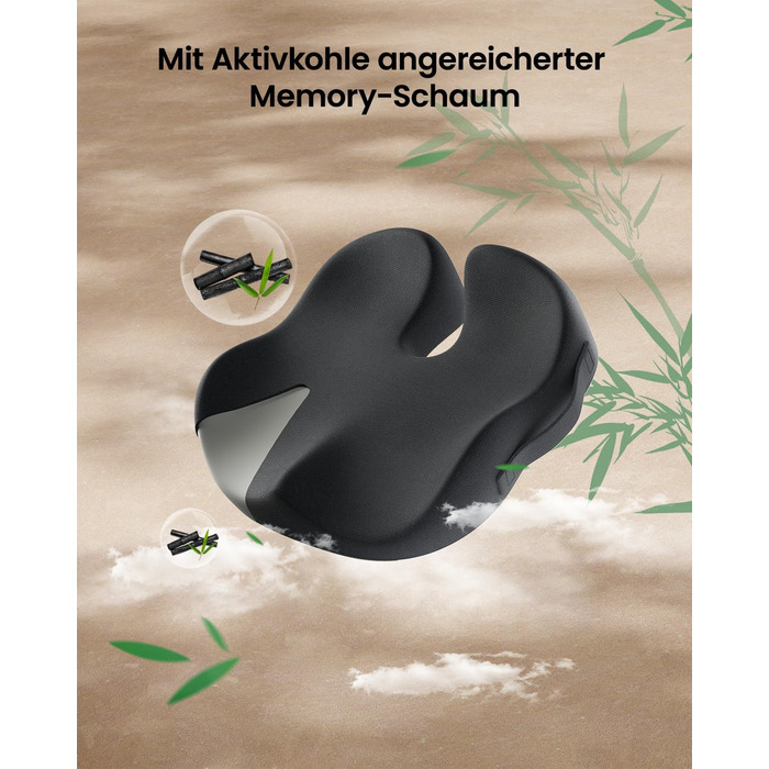 Ортопедична подушка для сидіння ProtoArc для офісного крісла: Memory Foam, рівномірний розподіл тиску, комфорт для офісу, авто, інвалідного візка, чорний, велика