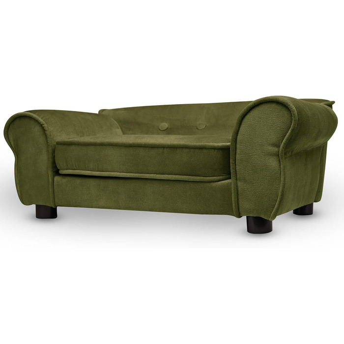 Диван для домашніх тварин MG Design темно-зелений: стабільний дерев'яний каркас, м'яке покриття, легкий у догляді. Підходить для собак та котів, готовий до використання. Темно-зелений – W12 (Оливковий – W11)