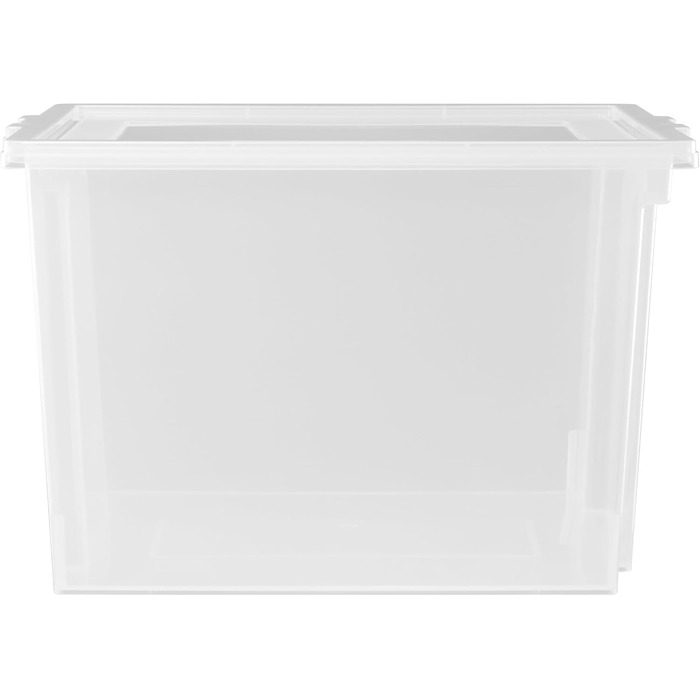 Iris Ohyama 30L Plastic Storage Boxes with Lid, 6 Large Stackable Boxes, BPA-Free, Laundry, Office, USB-M, Transparent - L42 x W35.5 x H26.5 cm