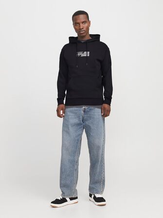 Чоловічий худі з капюшоном JACK & JONES з логотипом, чорний, розмір M