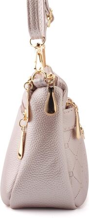 Сумка жіноча через плече маленька елегантна з тисненим візерунком, PU шкіра (Рожевий металік)