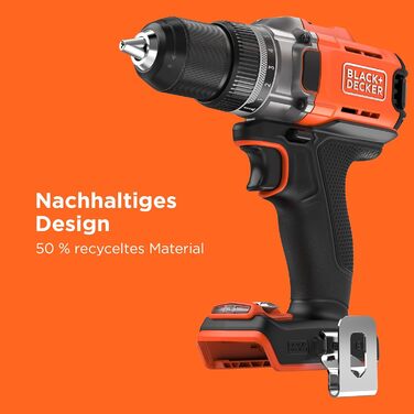 Акумуляторний дриль-шуруповерт BLACK+DECKER BCD382XN-XJ, 18V, 45Nm, 2 швидкості, LED-підсвітка