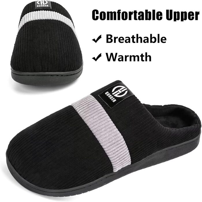 Тапочки зимові плюшеві для дому, чорні, розмір 36-51 (EU 44/45)