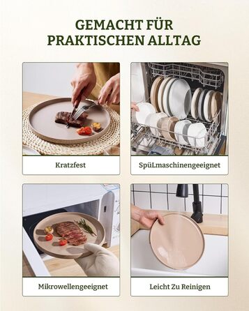 Набір посуду Nebula для 6 осіб, 18 предметів: тарілки та миски, керамічний набір Sprekel, сервіз, безпечний для мікрохвильової печі та посудомийної машини, колір кориця, 18 предметів