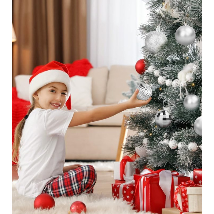 Новорічні кулі BLAZOR, 36 шт, 4 см, пластикові, червоні, золоті, срібні, для прикраси ялинки