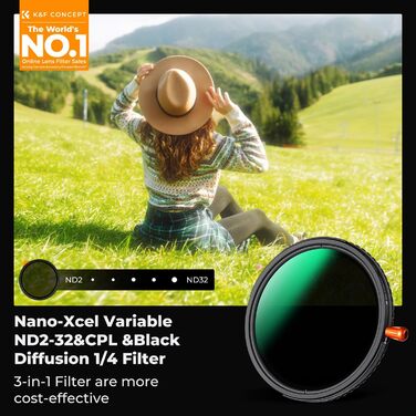 Фільтр K&F Concept 95mm 3-в-1: ND2-32, CPL, Black Mist (Nano Xcel)