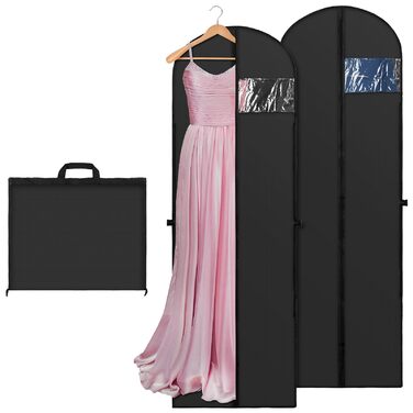 Чохли для одягу 2 шт. 180x60 см, дихаючі, з ручками, для вечірніх та весільних суконь, захист від пилу, складні