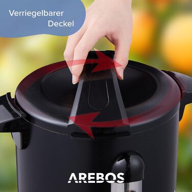 Arebos Glühwein Cooker 1650 W | Hot Beverage Dispenser | 20 L | with Drip Tray, Tap, Thermostat, and Overheating Protection | Temperature Setting from 30-110 °C (Black)