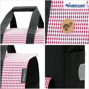 Тролей для покупок Andersen Scala Milla (Червоний) - 54 літри, сталеве шасі, 40 кг, сходинкові підйомники