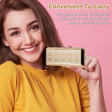 Вінтажний металевий тютюнониця для жінок та чоловіків, вміщує 18-20 сигарет (100 мм), золотий у горошок