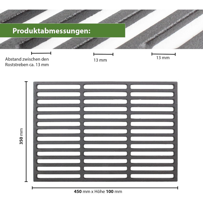 Гриль-решітка TRUTZHOLM 45x35 см, прямокутна, емальована, чавунна пластина для гриля
