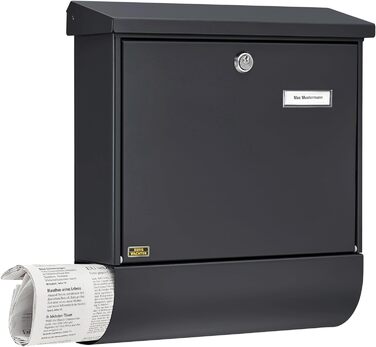 Поштова скринька Burg Wächter Vario ANT з газетницею та табличкою для імені, оцинкована сталь, формат DIN C4, антрацит (RAL 7016), комплект з 2 ключами