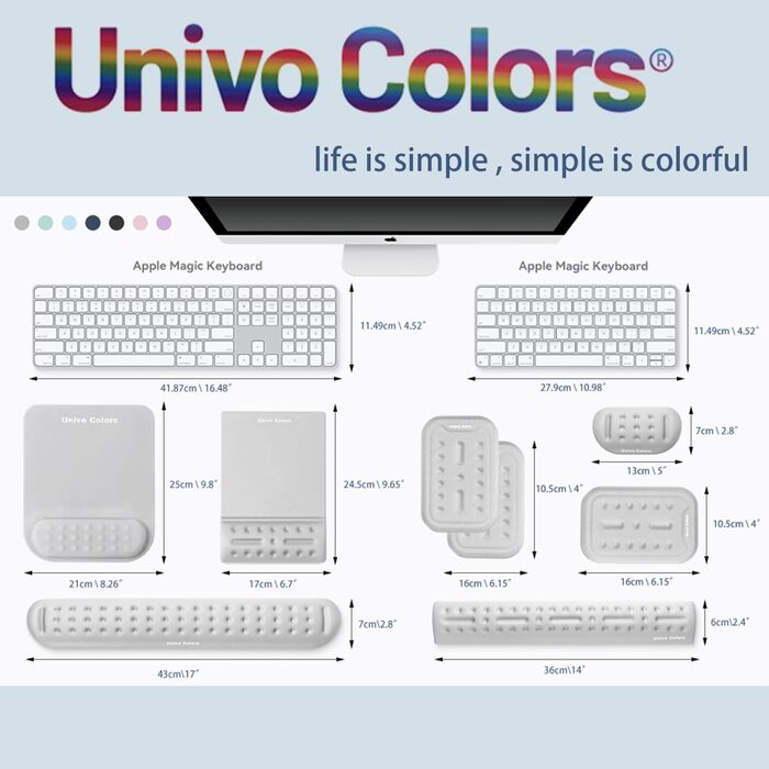 Підкладка для зап'ястя Univo Colors Marineblau: Memory Foam, Ергономічна, для Комп'ютера, Ноутбука, Ігрових Мишей та Клавіатури