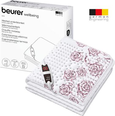 Електричне підігріваюче підвійне ковдро Beurer UB 90 Komfort з двома зонами нагріву, 9 температурних режимів, автовимкнення та Eco-Control, 150x80 см, можна прати в пральній машині