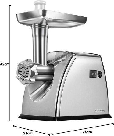 М'ясорубка електрична MPM MMM-07M професійна, нержавіюча сталь, 3 диски (3/5/7 мм), насадка для ковбас, реверс, 1800 Вт