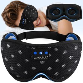 Маска для сну з навушниками Bluetooth 5.4 Dolida, 3D комфорт, чорна - для сну, подорожей, йоги, медитації