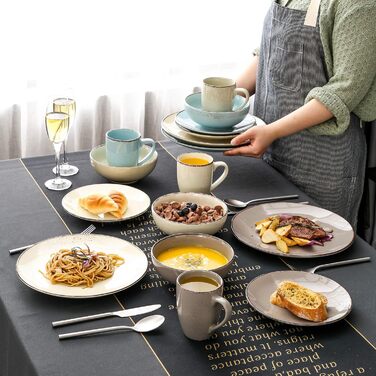 Набір керамічного посуду Vancasso NAVIA (16 предметів) для 4 осіб, набір посуду з тарілок, салатників та мисок, кераміка, природа