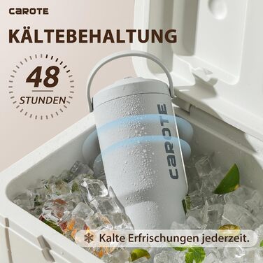 CAROTE Stainless Steel Water Bottle with Straw 960ml, Vacuum Thermos Flask with Flexible Lid, Leak-Proof, BPA-Free, Double-Walled Insulated Bottle for Hot and Cold Drinks