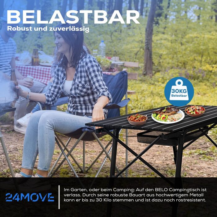 Стол для кемпінгу 24MOVE®: розкладний, з алюмінієвим каркасом, регульована висота, до 30 кг, з сумкою