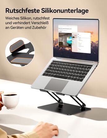 Підставка для ноутбука TECKNET, металева, регульована, чорна, 10-17.3 дюймів