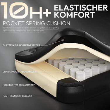 Ігровий крісло Dowinx з PU-шкіри, ергономічний, з підтримкою попереку, для ПК, до 150 кг (чорний)