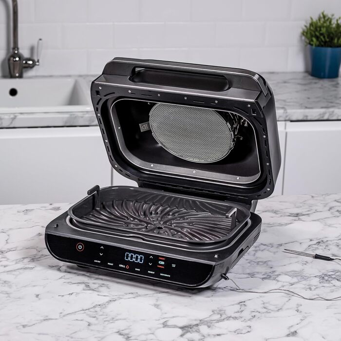 Ninja Foodi MAX Grill & Air Fryer, 5.7L Air Fryer with Digital Temperature Probe, Dishwasher-Safe Parts, 6-in-1, Gray/Silver AG551EU MAX Grill & Air Fryer 5.7L Gray/Silver