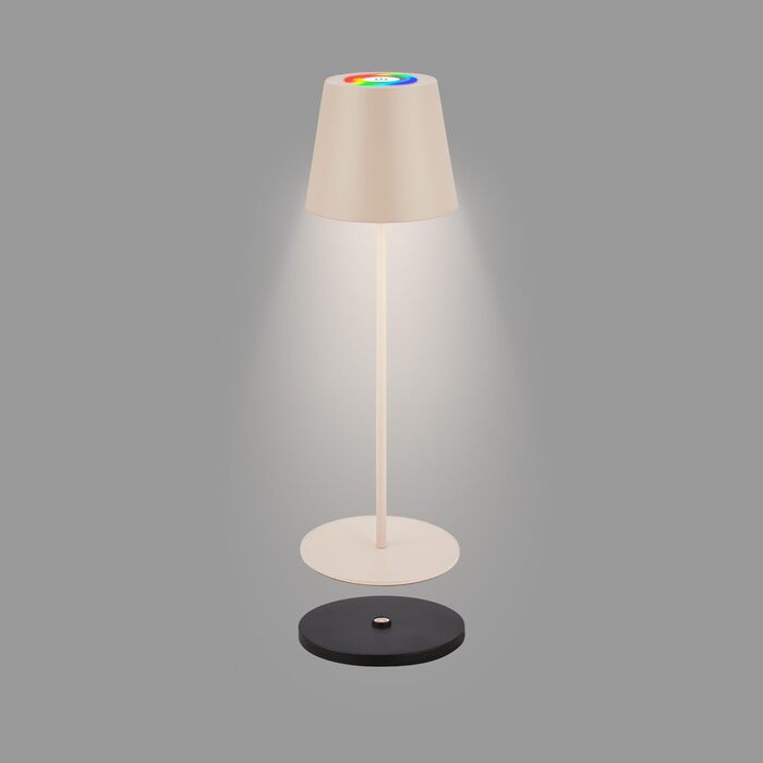 Світлодіодна настільна лампа Briloner бездротова з сенсорним керуванням, димуванням, регулюванням висоти, RGB + теплий білий, з підзарядкою, для дому та кемпінгу, 36x10.5 см, Бежева
