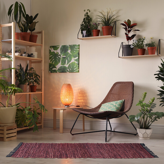Relaxdays Leather and Cotton Patchwork Rug
