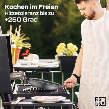 FIXLINE Black Forest Non-Stick Frying Pan - 28cm - Red Design - PTFE-Free - Compatible with All Cooktops (including Induction) - Oven Safe up to 250°C - Easy Cleaning - Ideal Gift