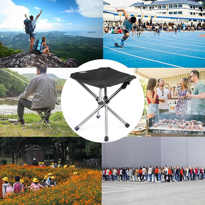 Зручний складаний стілець для кемпінгу та відпочинку на природі (Khaki 33см, Чорний 32см)