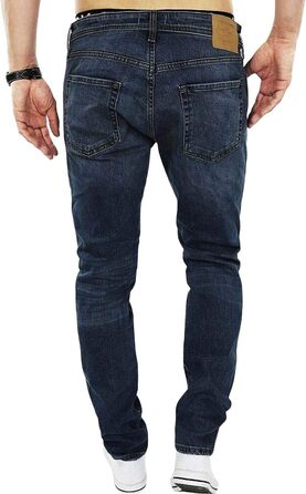 Джинси чоловічі JACK & JONES Tim Original Agi 010 Slim Straight, темно-синій денім, стрейч, бавовна, спортивний крій