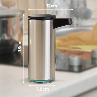 AIKE 380ml Automatic Touchless Soap Dispenser, USB Rechargeable, Stainless Steel Soap Dispenser for Bathroom & Kitchen, Model AK1333S