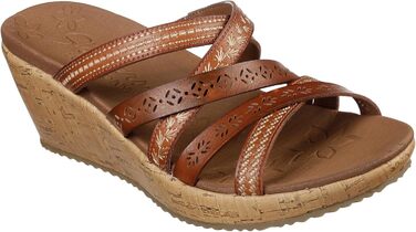 Сандалі жіночі Skechers Beverlee-Tiger Posse на танкетці, 40 EU, Duraleather бежеві