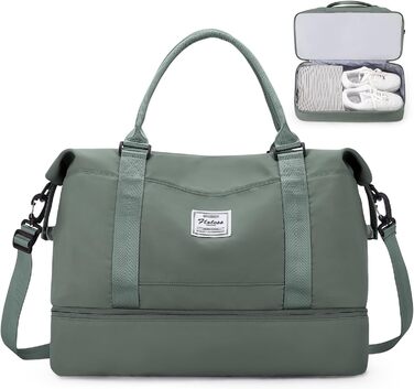 Спортивна сумка для жінок Easyjet 45x36x20 (32L) - водонепроникна дорожня сумка, фітнес-сумка з відділенням для взуття, сірий/армійський колір