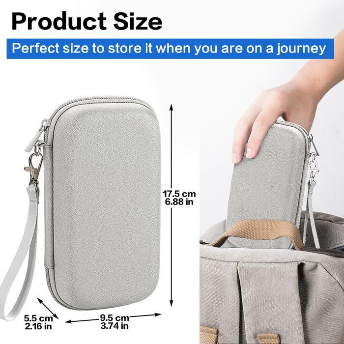 Органайзер для кабелів Teskyer, водонепроникний, жорсткий корпус, сірий, 8,5 x 17,5 x 6 см