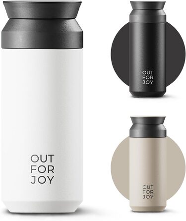 Термокружка з нержавіючої сталі 350 мл | Термокружка для кави та чаю на винос | З подвійними стінками, ізольована, не протікає | Travel Tumbler | Зберігає тепло 4 години / холод 8 годин (Білий Шовк)