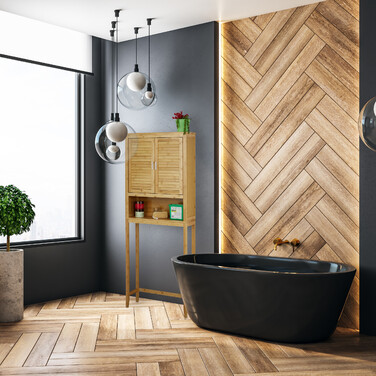 Relaxdays Bamboo Slatted Washing Machine Shelf